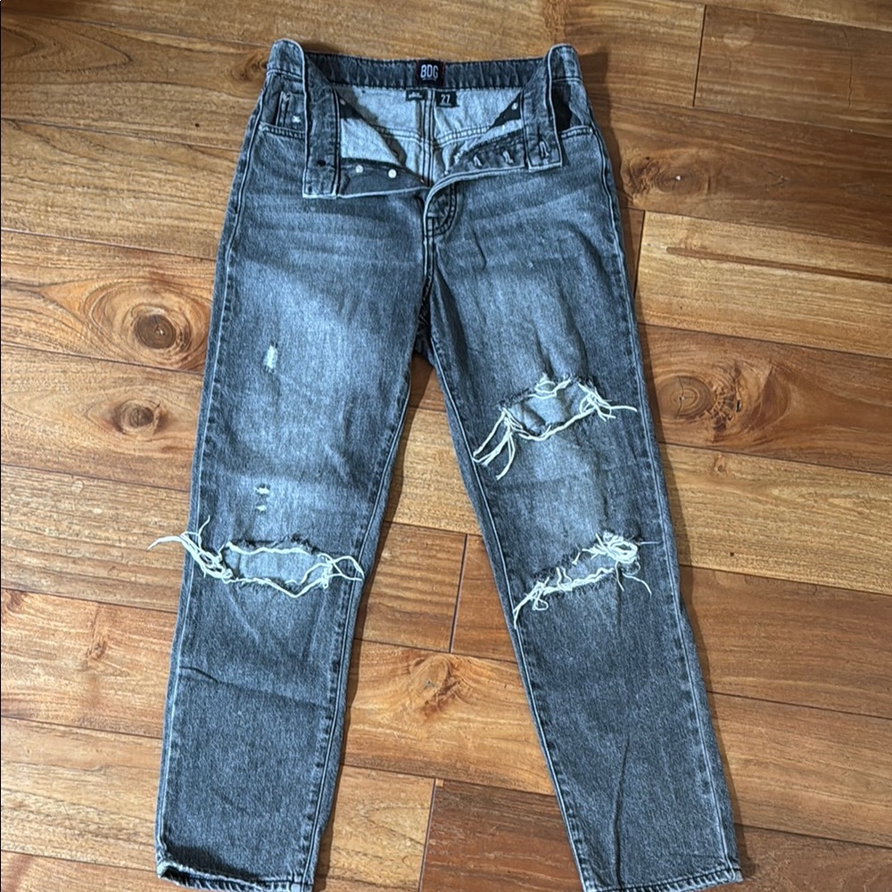 BDG Women's Black Distressed Straight Leg Jeans